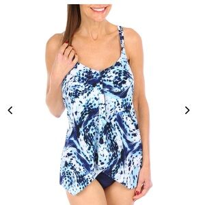 NWT! PARADISE BAY Wild Tides Handkerchief Fauxkini One Piece Swimsuit Size 10